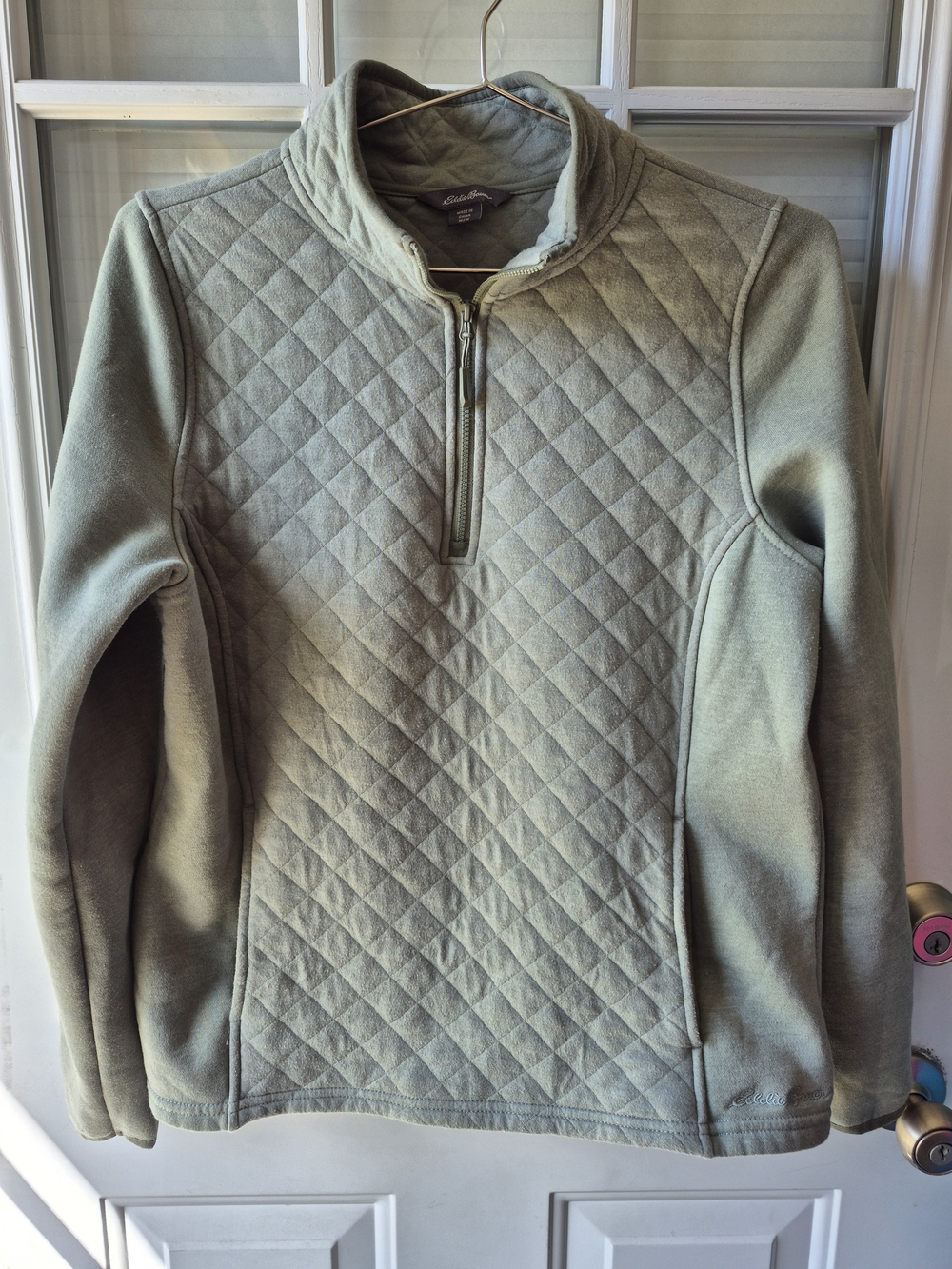 Eddie Bauer Quilted Half-Zip Pullover Jacket in Sage Green